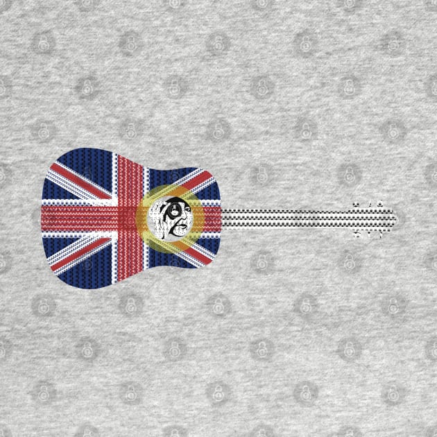 Guitar with Union Jack British Flag overlay pattern by KateVanFloof